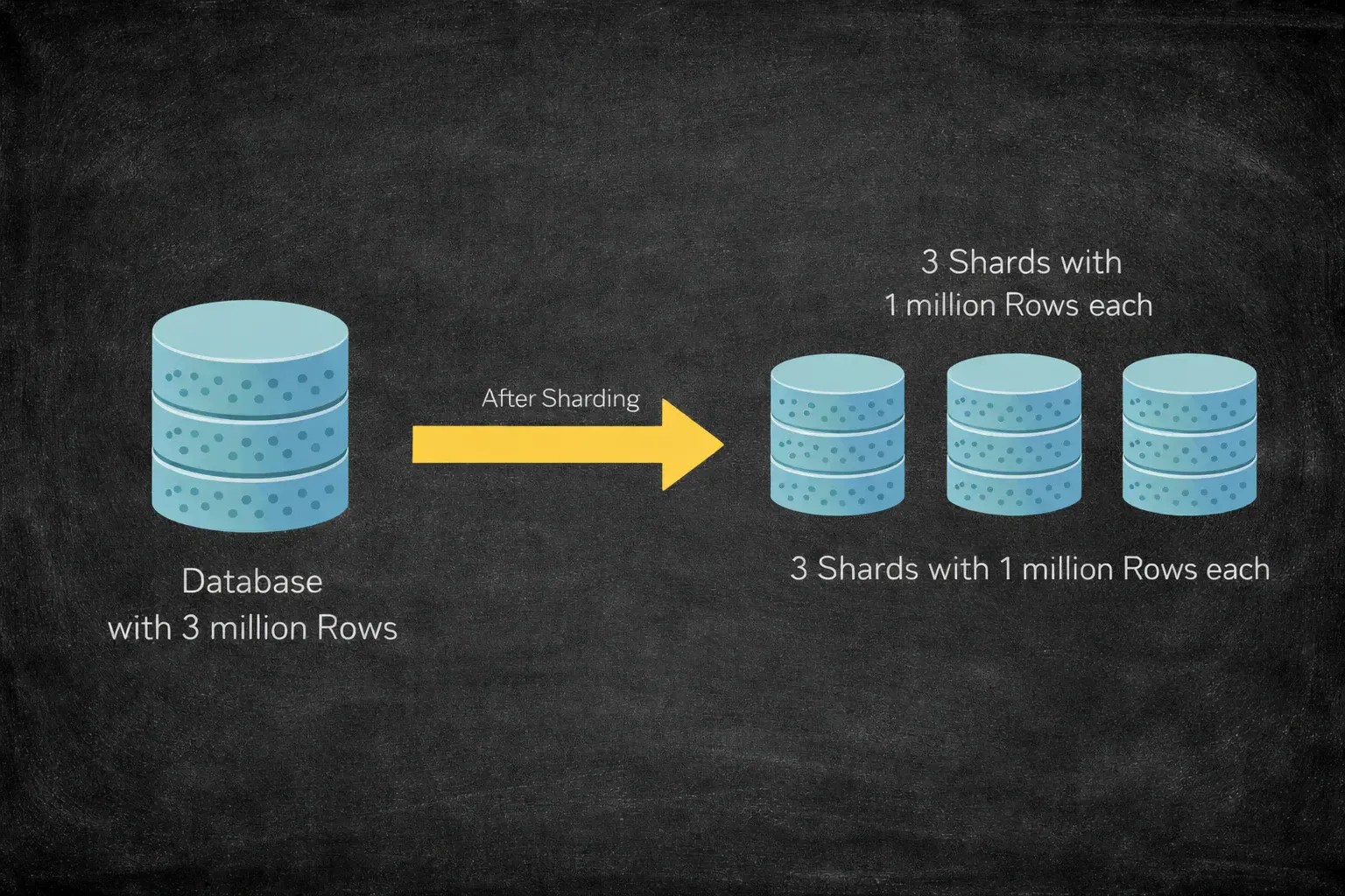 Diagram showing data distributed across multiple database shards