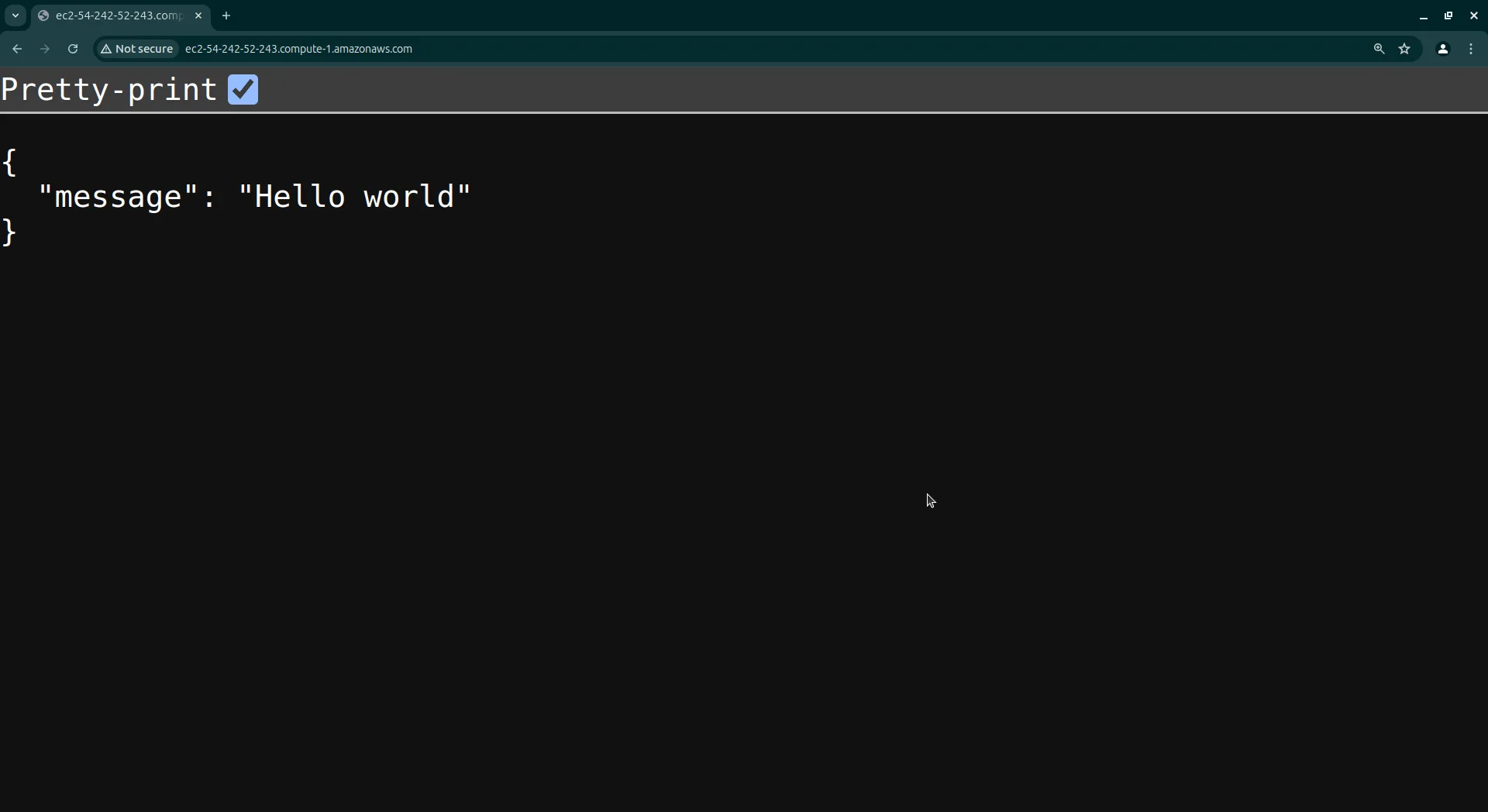 Browser showing app accessible without port number