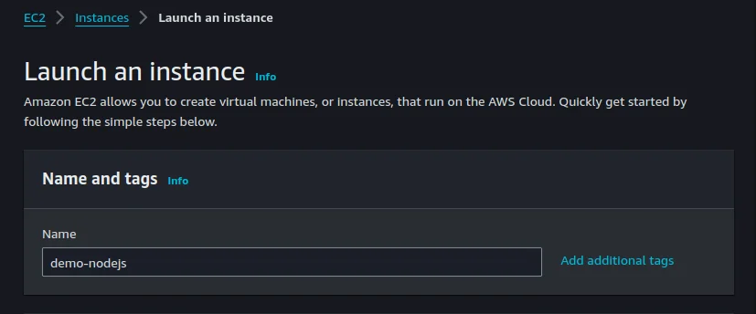 AWS EC2 launch instance page