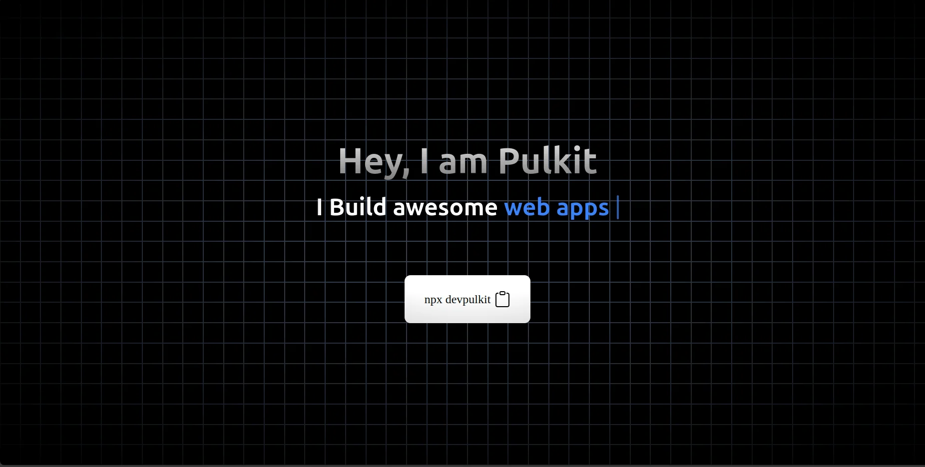 Terminal showing npx devpulkit command output