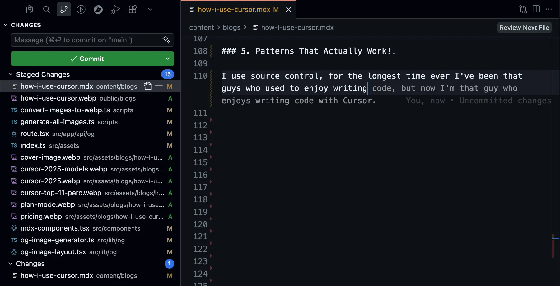 Using source control to track agent changes