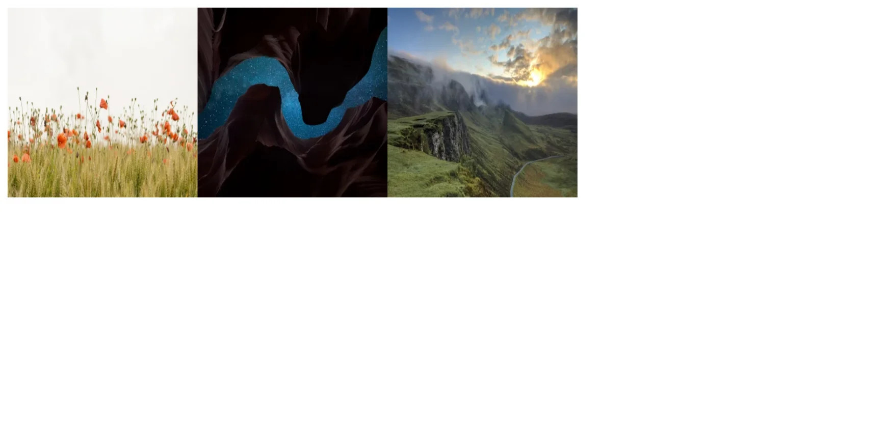 Three images displayed without spacing